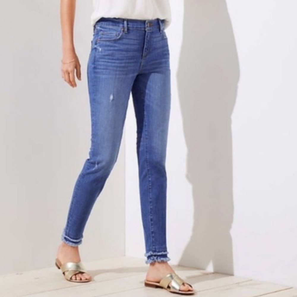 Loft frayed ankle skinny jeans